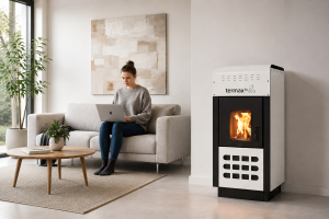 Termosemineu pe peleti de 25 kW: pentru cati mp ajunge si cum se leaga in instalatie
